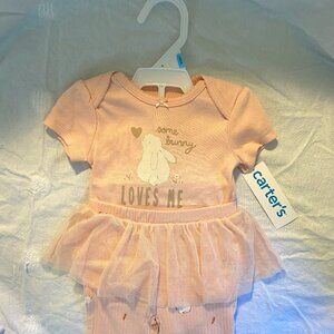 NEW W/ TAGS - Carter's Baby Girl Outfit + FREE LOVEY